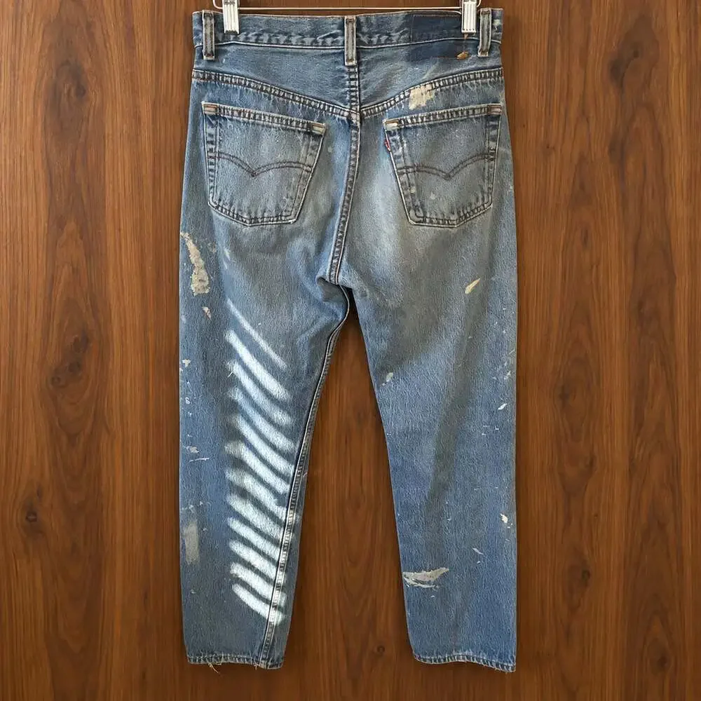 Levi’s 501 USA Made Paint Splatter Jeans Grunge Distressed Workwear W30